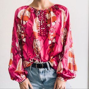 Tory Burch Beetles Pink Magenta Blouse